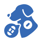 blue icon of a dog with a microchip diagram