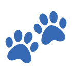 blue icon of a pair of paw prints