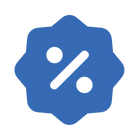 blue icon of a wavy circle with a percentage sign inside